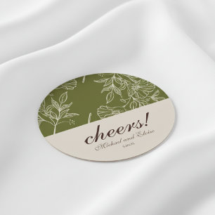 Earth Tone Floral Cheers! Wedding Coaster Favor