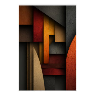 Earth Tone Geometric Layers Abstract Poster