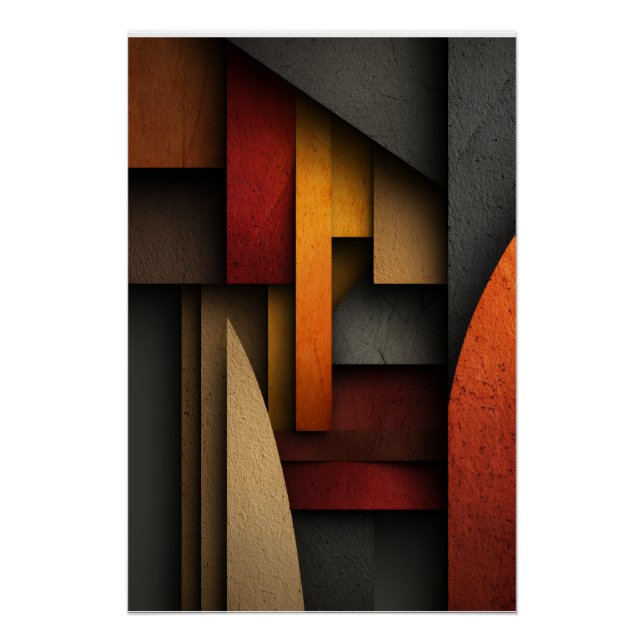 Earth Tone Geometric Layers Abstract Poster (Front)