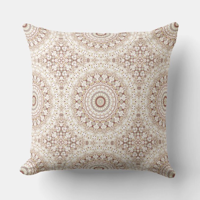 Earth Tone Geometric Mandala Pattern Cushion (Front)