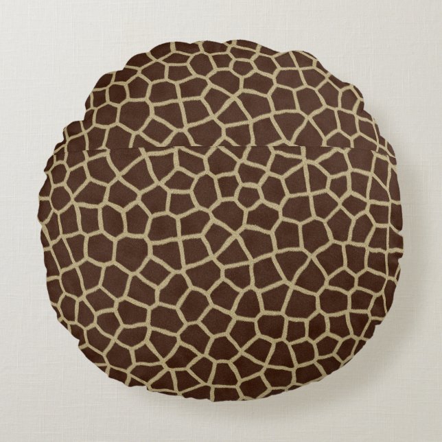 Earth Tone Giraffe Print Pattern Decorative Throw  Round Cushion (Front)