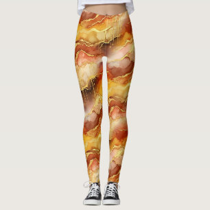 Earth Tone Gold Marble Fluid Art Leggings