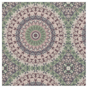 Earth Tone Green and Brown Mandala Pattern Fabric