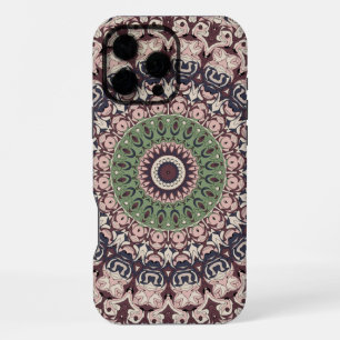 Earth Tone Green and Brown Mandala Pattern iPhone 16 Pro Max Case