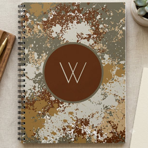 Earth Tone Grunge Texture with Modern Monogram Notebook