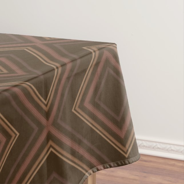 Earth Tone Hypnotic Diamond Modern Abstract Art Tablecloth (In Situ)