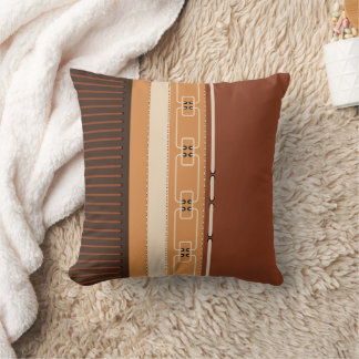 Earth Tone Linear Pattern – Modern Brown Geometric Cushion