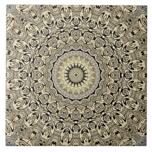 Earth Tone Mandala Intricate Geometric Patterns Ceramic Tile