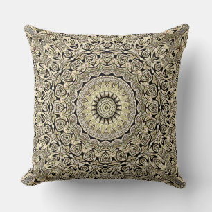 Earth Tone Mandala Intricate Geometric Patterns Cushion