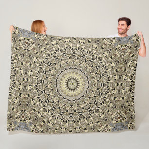 Earth Tone Mandala Intricate Geometric Patterns Fleece Blanket
