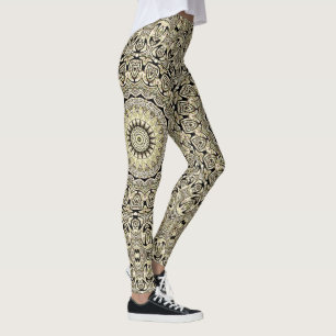 Earth Tone Mandala Intricate Geometric Patterns Leggings