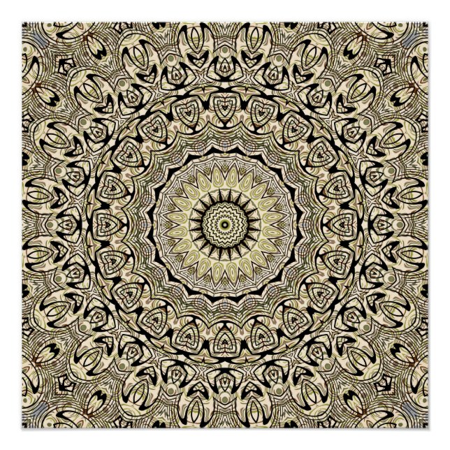 Earth Tone Mandala Intricate Geometric Patterns Poster (Front)