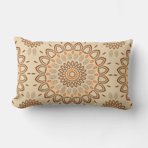 Earth Tone Mandala Pattern with Brown and Orange Lumbar Cushion