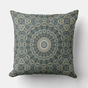 Earth Tone Mandala with Tribal Geometric Patterns Cushion