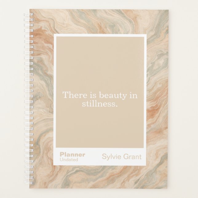 Earth Tone Marble Block Quote | Fully Customizable Planner (Front)