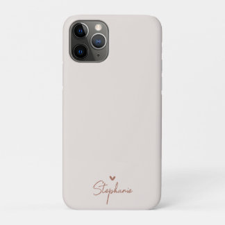 Earth Tone Minimalist Heart Personalised Gift Name iPhone 11 Pro Case