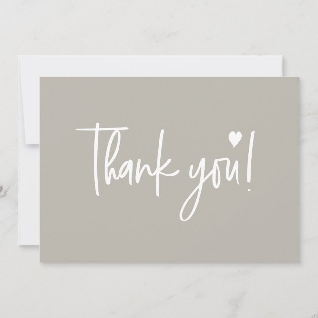 Earth tone neutral Modern script Baby Shower  Thank You Card (Front)