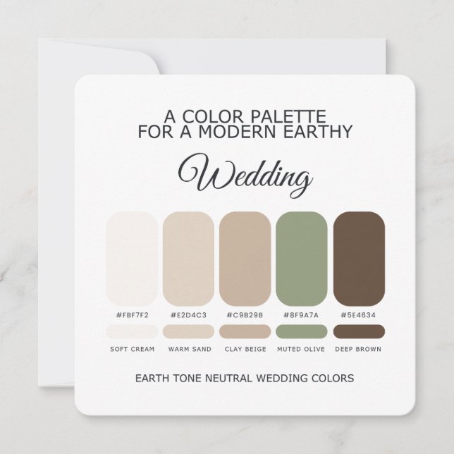 Earth Tone Neutral Wedding Color Palette Card (Front)