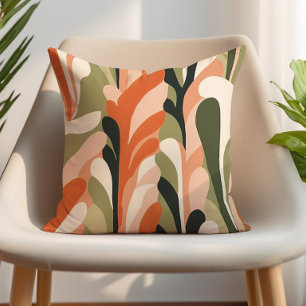 Earth Tone Olive Green Pink Sand Orange Abstract Cushion