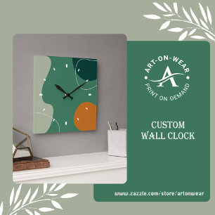 Earth tone organic shapes square wall clock