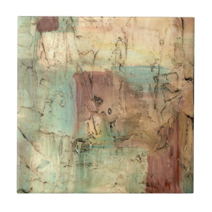 Earth Tone Painting with Cracked Surface Ceramic Tile