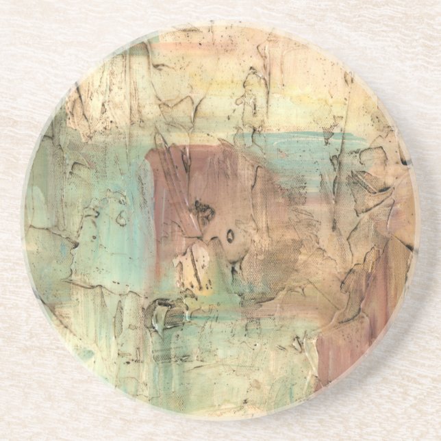 Earth Tone Painting with Cracked Surface Coaster (Front)