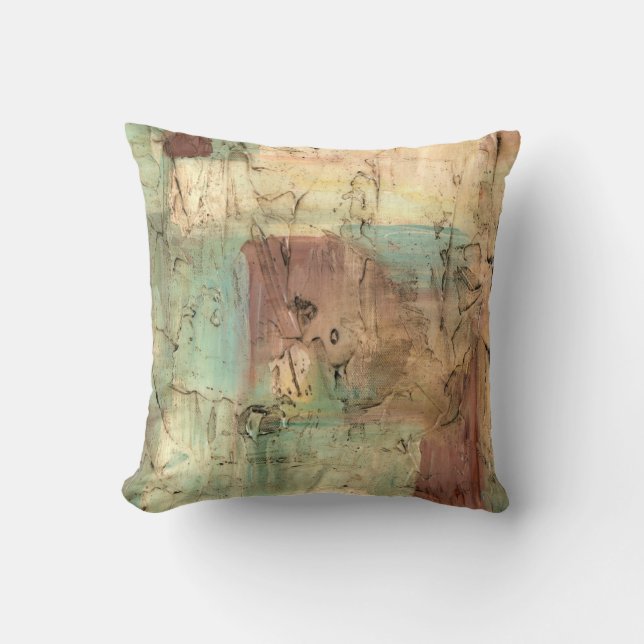 Earth Tone Painting with Cracked Surface Cushion (Front)