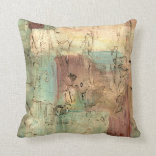 Earth Tone Painting with Cracked Surface Cushion