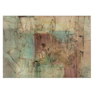 Earth Tone Painting with Cracked Surface Cutting Board