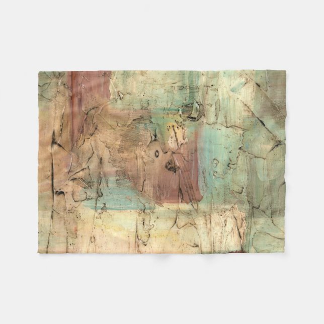 Earth Tone Painting with Cracked Surface Fleece Blanket (Front (Horizontal))