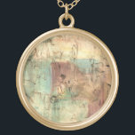 Earth Tone Painting with Cracked Surface Gold Plated Necklace<br><div class="desc">This imaginative work by Ethan Harper uses earth tones and ragged brush strokes to create the illusion of a cracked surface. The thick paint is heavily layered,  helping the colours mix together. Get your hands on this print today!</div>
