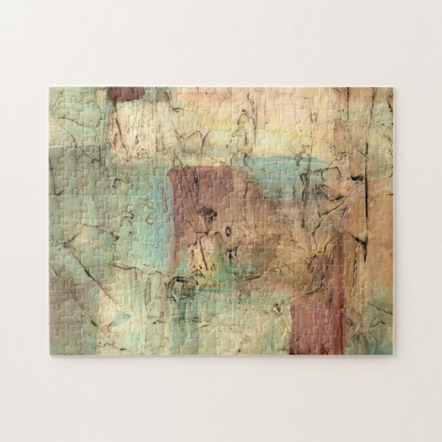 Earth Tone Painting with Cracked Surface Jigsaw Puzzle (Horizontal)