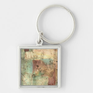 Earth Tone Painting with Cracked Surface Key Ring