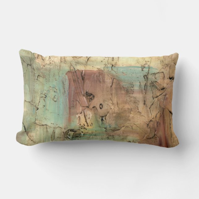 Earth Tone Painting with Cracked Surface Lumbar Cushion (Front)