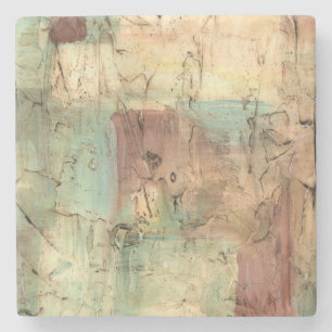 Earth Tone Painting with Cracked Surface Stone Coaster