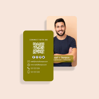 Earth Tone Photo QR Code Connect With Me Business Card