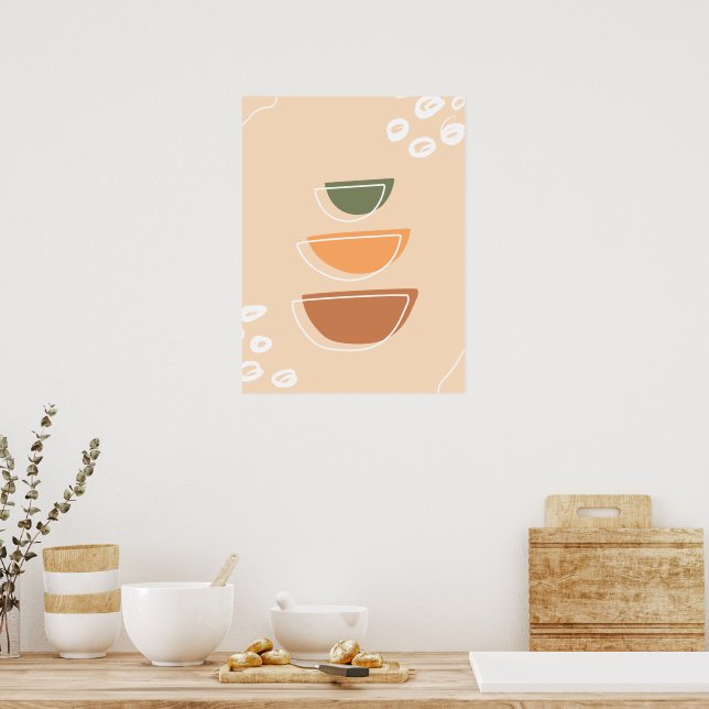 Earth Tone Stacked Minimalist Boho Wall Poster (Kitchen)