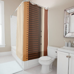 Earth Tone Stripes Minimalist Home Decor Shower Curtain