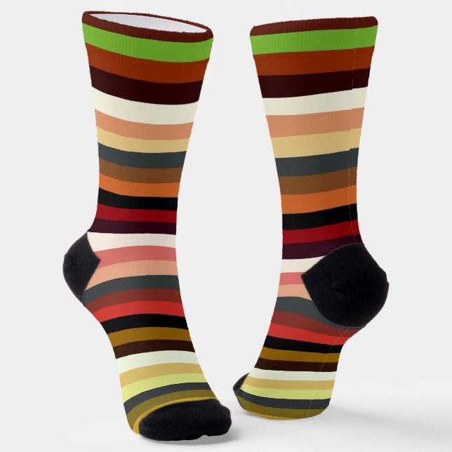 Earth Tone Stripes Socks (Angled)