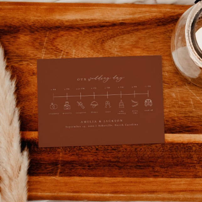 Earth Tone Terracotta Wedding Timeline Insert Card (Creator Uploaded)