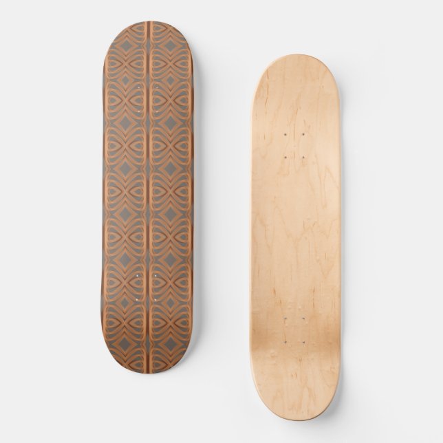 Earth Tone Tribal Ribbon Abstract Pattern Art Skateboard (Front)