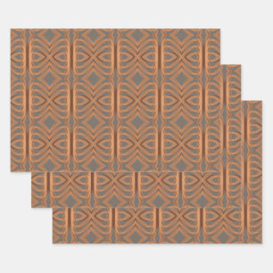 Earth Tone Tribal Ribbon Abstract Pattern Art Wrapping Paper Sheet