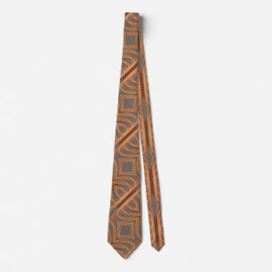 Earth Tone Tribal Ribbon Pattern Abstract Art Tie