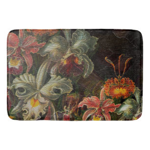 Earth Tone Vintage Flowers Bath Mat