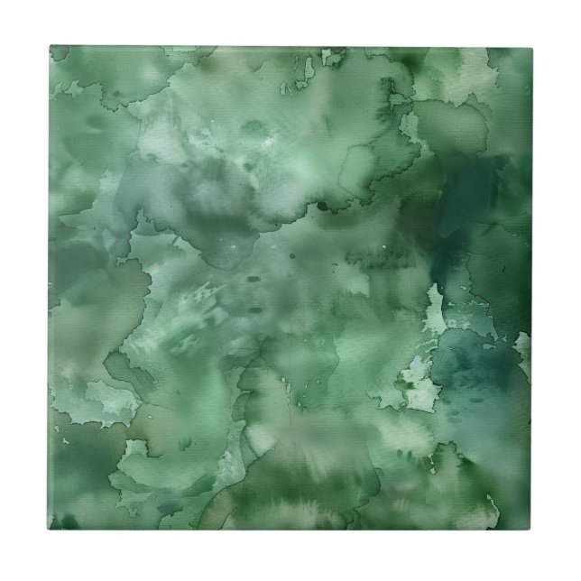 Earth Tone Watercolor Pattern Ceramic Tile (Front)
