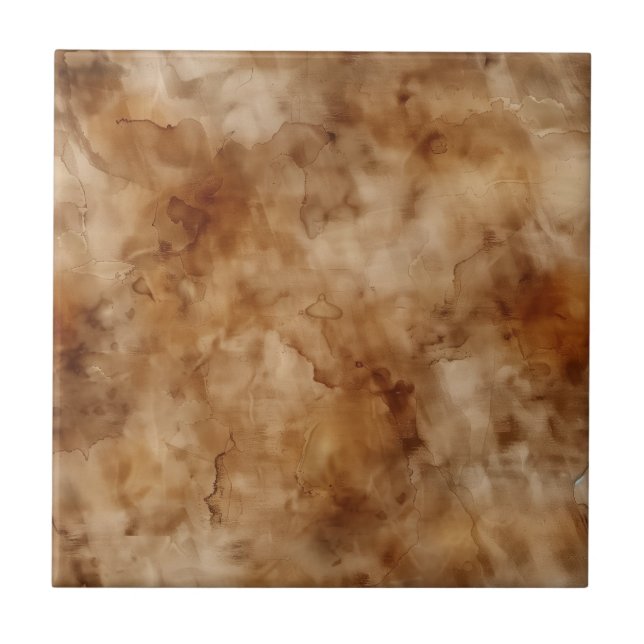 Earth Tone Watercolor Pattern Ceramic Tile (Front)