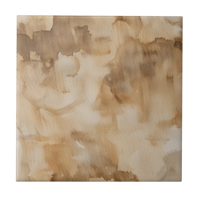 Earth Tone Watercolor Pattern Ceramic Tile (Front)