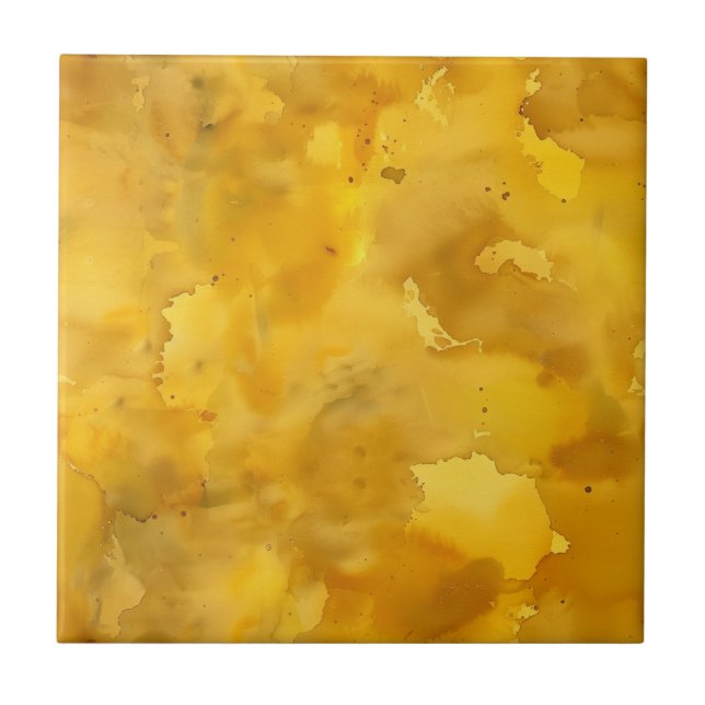 Earth Tone Watercolor Pattern Ceramic Tile (Front)