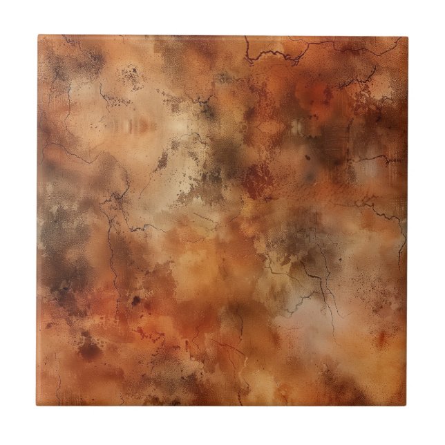 Earth Tone Watercolor Pattern Ceramic Tile (Front)