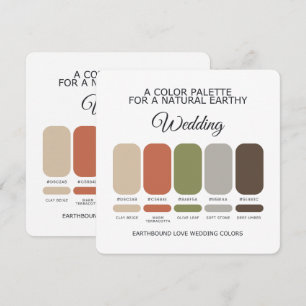 Earth Tone Wedding Color Palette Card